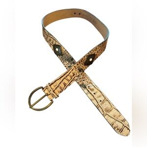 Vintage Garuglieri Italian Leather Crocodile Embossed Leather Belt Print Large